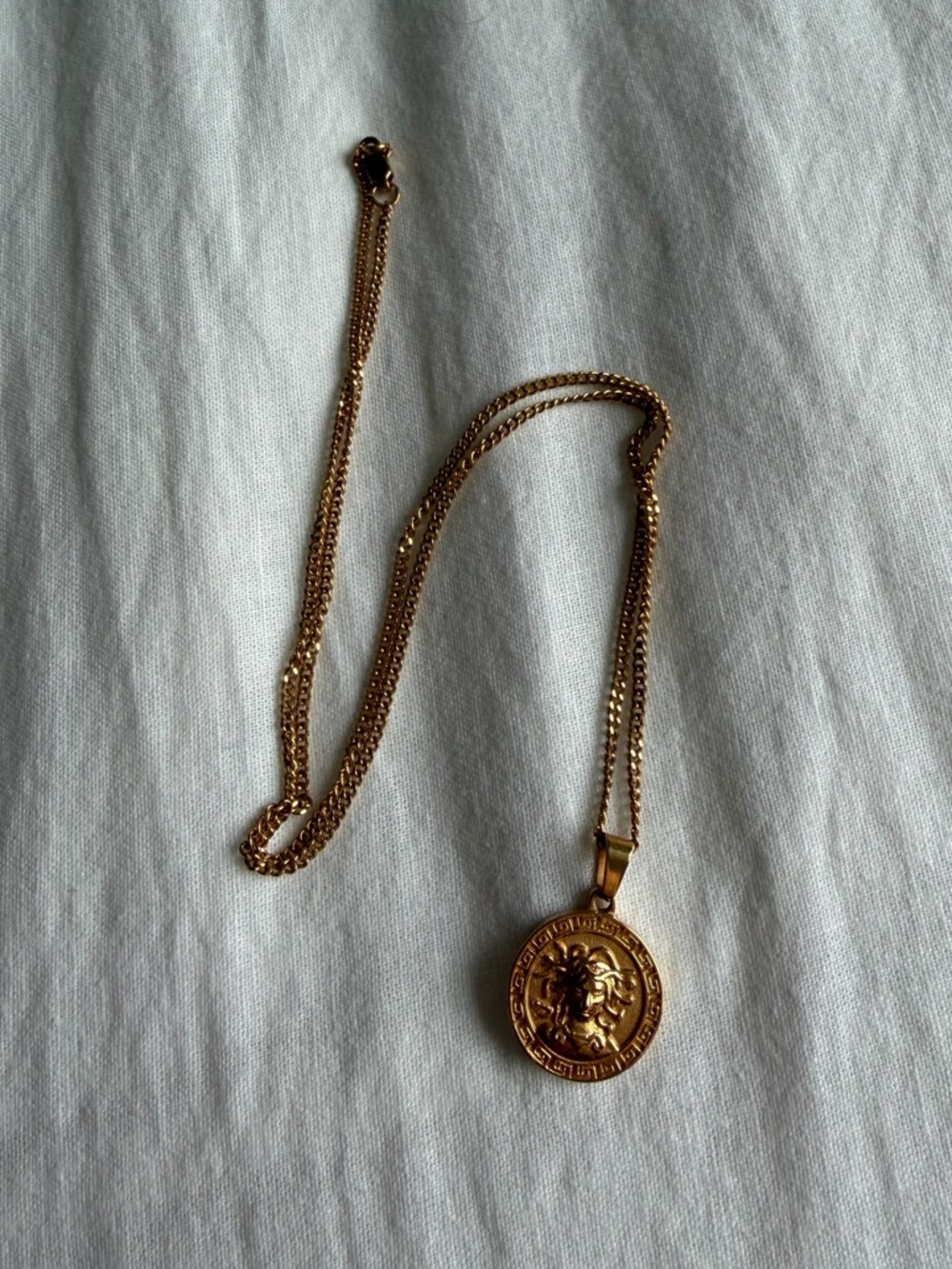 Midnight City Gold Medusa Pendant + Curb Chain